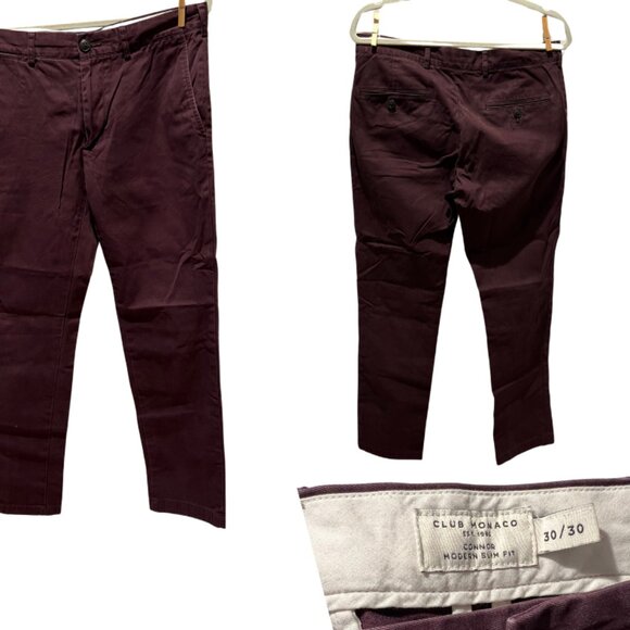 Club Monaco - Connor Slim-Fit Cotton-Blend Twill Chinos - Burgundy - Picture 4 of 4